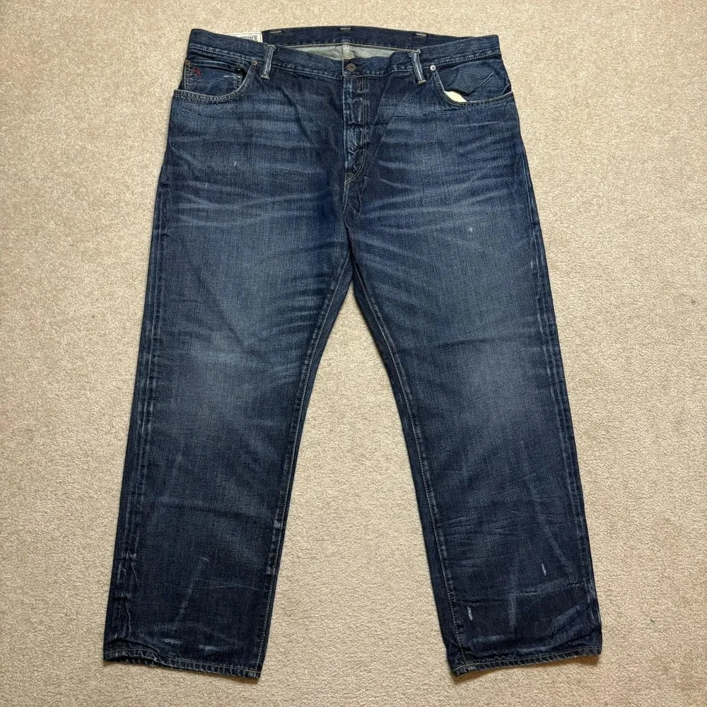 Polo Ralph Lauren Selvedge Denim Jeans Mens 44Bx30 Big Tall Straight Whiskers